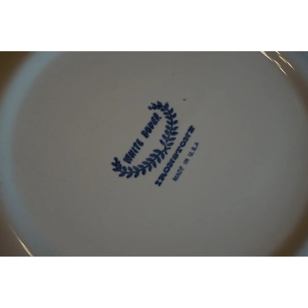 Vintage White Dover Ironstone Hand Painted Floral Bowl 1979 Signed Arlene 10in
